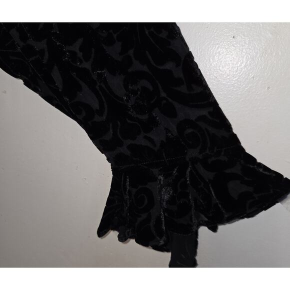 VTG Laura Ashley Black Velvet Burnout Top PLUS Sz 24W Blouse Floral Whimsigoth - Picture 7 of 16